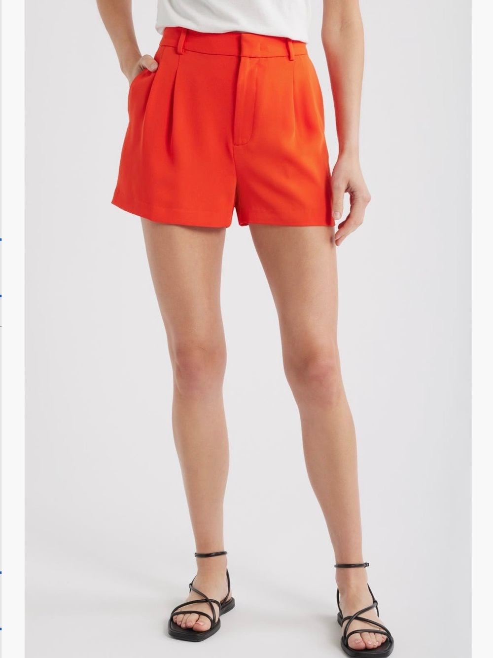Madewell Easy Pleated Crepe Trouser Shorts - Bright Flame - Size 14